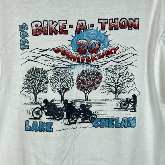 Vintage T-Shirt Size L White Bike-A-Thon 1995 Lake Chelan 20th Anniversary - Picture 5 of 10